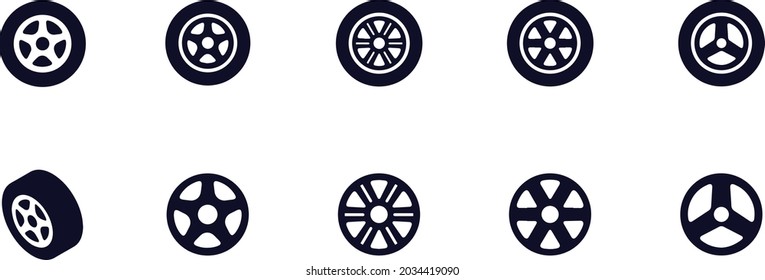Tire and Rim Icons vector design 