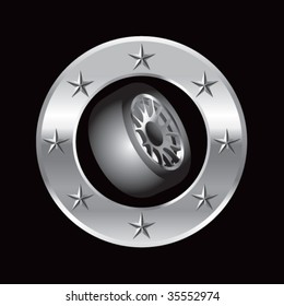 tire rotated on circular star background