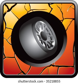 tire rotated on cracked web icon