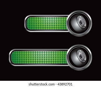 tire rotated on green checkered tabs