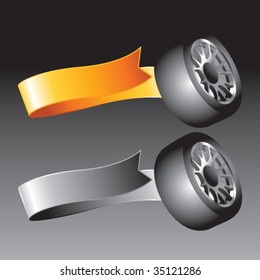 tire rotated on ribbon banners