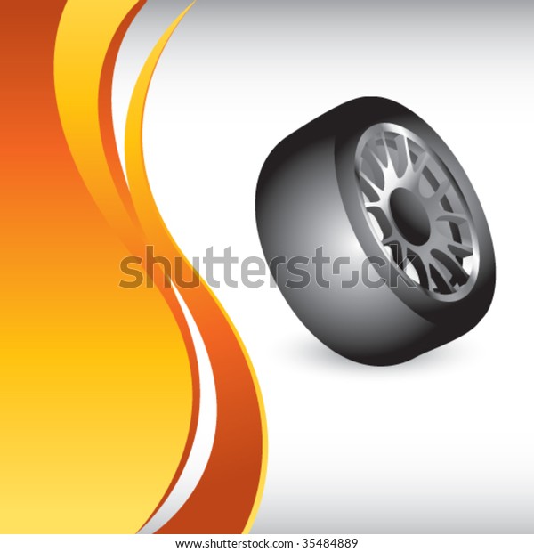 tire rotated on\
vertical wave background