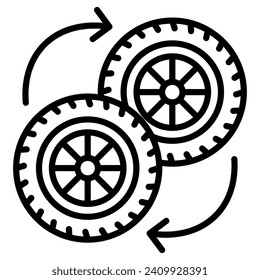 Tire Rotation icon line vector illustration