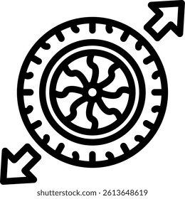 Tire Rotation Line Vector Icon Design