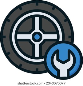 Tire Service Color Line Icon - Single Icon, Vector