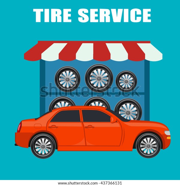 tire service concept, flat\
design