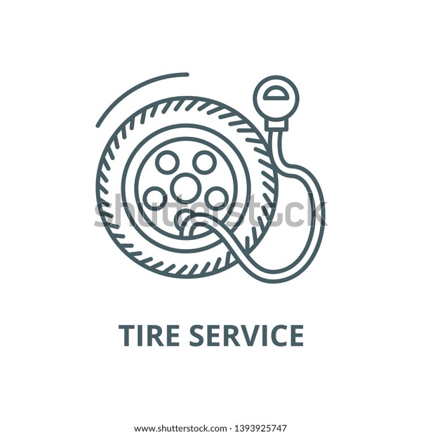 Tire service, pump,tire pressure\
vector line icon, linear concept, outline sign,\
symbol