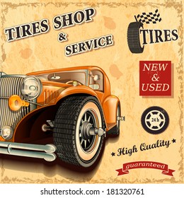 Tire service retro poster.