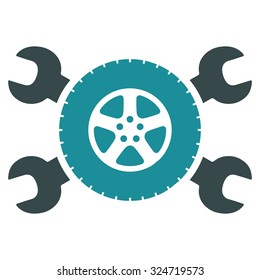 Tire Service vector icon. Style is bicolor flat symbol, soft blue colors, rounded angles, white background.