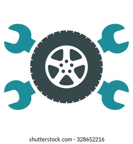 Tire Service vector icon. Style is bicolor flat symbol, soft blue colors, rounded angles, white background.