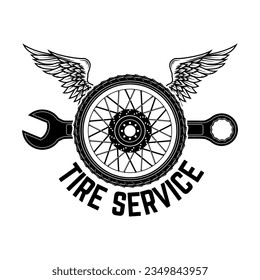 tire service vintage label. Logo, label or emblem template. Vector illustration.