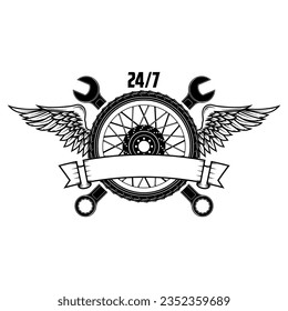 tire service vintage label. Logo template. Vector illustration.