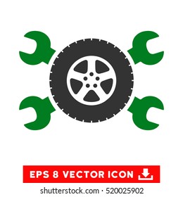 Tire Service Wrenches EPS vector pictogram. Illustration style is flat iconic bicolor green and gray symbol on white background.