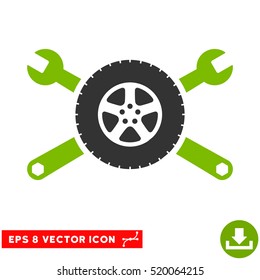 Tire Service Wrenches EPS vector icon. Illustration style is flat iconic bicolor eco green and gray symbol on white background.