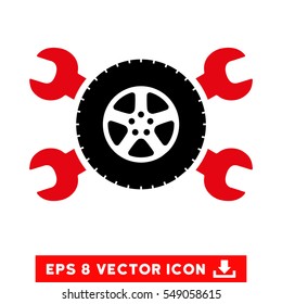 Tire Service Wrenches EPS vector pictograph. Illustration style is flat iconic bicolor intensive red and black symbol on white background.