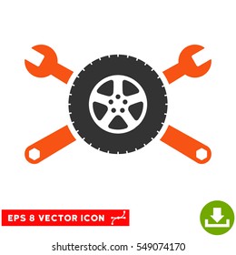 Tire Service Wrenches EPS vector pictogram. Illustration style is flat iconic bicolor orange and gray symbol on white background.