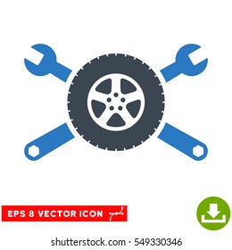 Tire Service Wrenches EPS vector pictograph. Illustration style is flat iconic bicolor smooth blue symbol on white background.