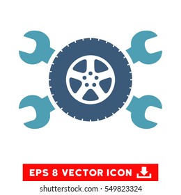 Tire Service Wrenches EPS vector pictograph. Illustration style is flat iconic bicolor cyan and blue symbol on white background.
