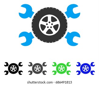 Tire Service Wrenches flat vector pictograph. Colored tire service wrenches gray, black, blue, green icon versions. Flat icon style for graphic design.