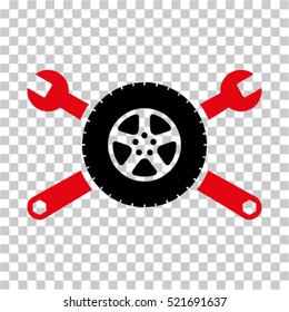 Tire Service Wrenches Icon. Vector Pictograph Style Is A Flat Bicolor Symbol, Intensive Red And Black Colors, Chess Transparent Background. Designed For Software And Web Interface Toolbars And Menus.