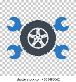 Tire Service Wrenches icon. Vector pictograph style is a flat bicolor symbol, smooth blue colors, chess transparent background. Designed for software and web interface toolbars and menus.