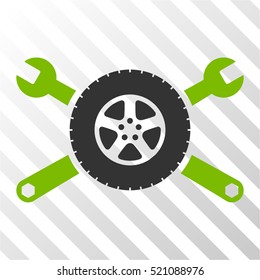 Tire Service Wrenches vector icon. Illustration style is flat iconic bicolor eco green and gray symbol on a hatch transparent background.