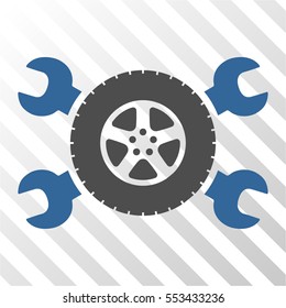Tire Service Wrenches vector pictogram. Illustration style is flat iconic bicolor cobalt and gray symbol on a hatch transparent background.