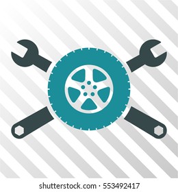 Tire Service Wrenches vector pictogram. Illustration style is flat iconic bicolor soft blue symbol on a hatched transparent background.