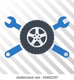 Tire Service Wrenches vector pictogram. Illustration style is flat iconic bicolor smooth blue symbol on a hatch transparent background.