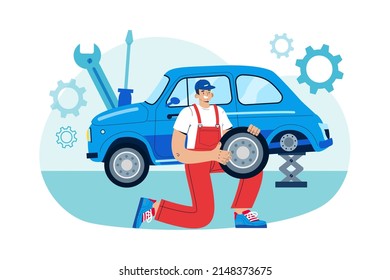 Tire Services Illustration concept. Flat illustration isolated on white background