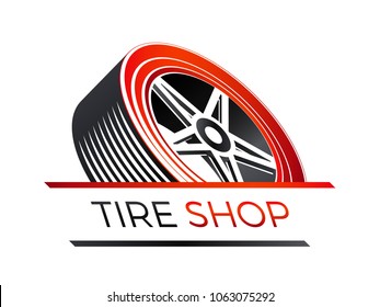 tire shop - 3d look of a car wheel