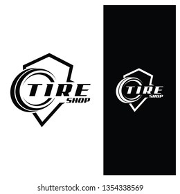 Tire shop logo concept with shield