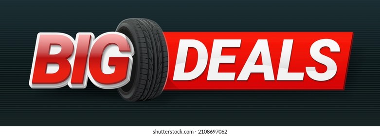 Tire shop logo design - tire business branding. Sale. Advertising campaign. Tagline - BIG DEALS. 