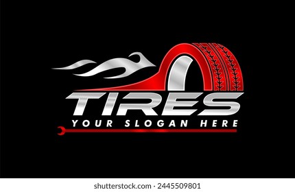 tire shop logos stamp symbol modern silhouette automotive wheel vector illustration