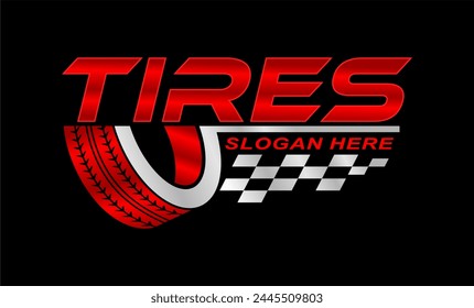 tire shop logos stamp symbol modern silhouette automotive wheel vector illustration