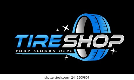 tire shop logos stamp symbol modern silhouette automotive wheel vector illustration