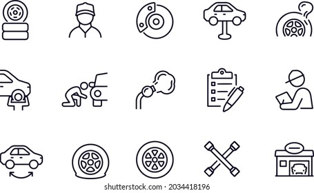 Tire Shop Thin Line Icons vector design 