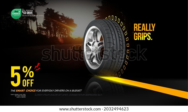 Tire shop\
vector banner of car wheel tyres with tread track price offer. Tire\
shop, spare parts and auto service discount promotion design.\
Editable graphic layout. Black Friday\
sale.