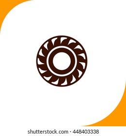 Tire sign. Brown icon on white background