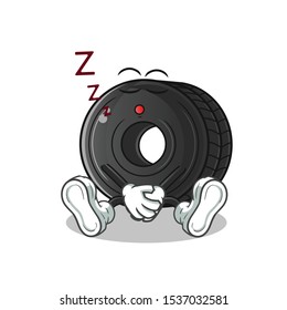 tire sleep cartoon vector mascot illustration