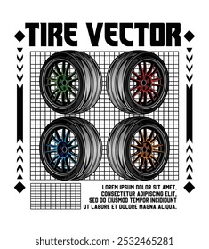 tire sport vector brutalism design