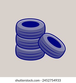 Tire Stack Cartoon Vector Icon Illustration. Transportation Object Icon Concept Isolated Premium Vector. Flat Cartoon Style