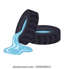 tire with stagnant water dengue prevention isolated