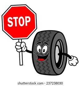 Tire with Stop Sign