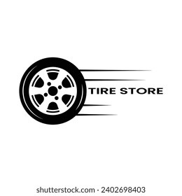 tire store with abstract tyre. concept of 24 hour support, protector, auto station, maintenance, machine disk. isolated on white background. flat style trend modern brand design vector illustration