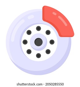 Tire with strip denoting flat icon of puncture repair 