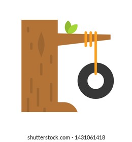 Tire Swing Vector, Summer Holiday Related Flat Style Icon