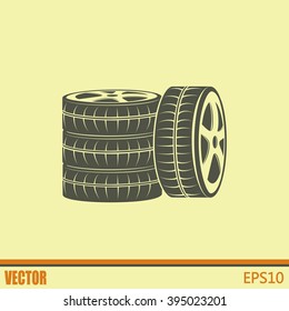 Tire symbol. Car wheel icon. Vector icon.