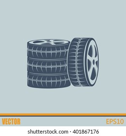 Tire symbol. Car wheel icon. Vector icon.