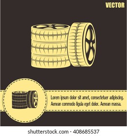 Tire symbol. Car wheel icon. Vector icon.